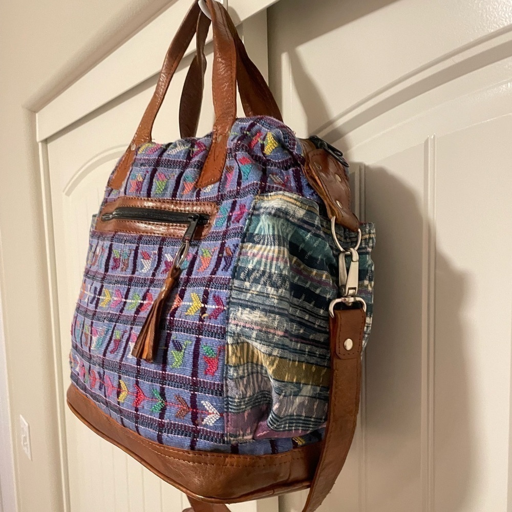 Nena & Co. OOAK The Perfect Bag crossbody tote blue with arrows handmade - Picture 3 of 13